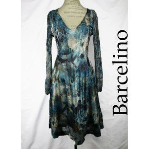 Barcelino Crinkle Floral Abstract Dress